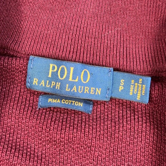 Polo Ralph Lauren 1/4 Zip Men's S Burgundy Pima Cotton Pony Knit Sweater - Picture 3 of 16